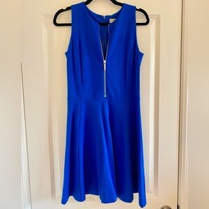 Michael Michael Kors Blue Zip Fit and Flare Dress
